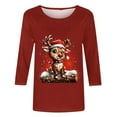 thumbnail image 4 of Fznquz Women T Shirt Christmas Crewneck Winter Blouse 3/4 Sleeve Casual 2025 Tops,XL, 4 of 5