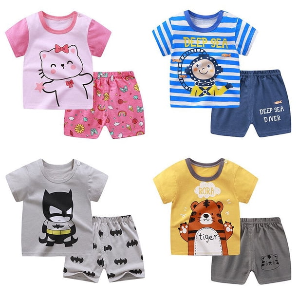 2023 Baby Boys Clothing Sets Summer Short Sleeve Cotton kids set 2Pcs leisure Cartoon baby girls clothes216 to 1y 80 He Qiyong unisex