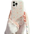 thumbnail image 7 of Compatible with iPhone 11 Pro Max Case,Cute Girls Women Peach Bear Love Heart Pattern with Pearl Strap Bracelet Chain Sparkly Phone Case Camera Protect, 7 of 7