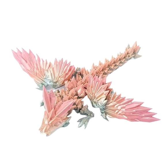 1pc Candy Color Size: 45*25*5cm 3D Printed Crystal Dragon Multi-Jointed Articulated Winged Figurine Gift