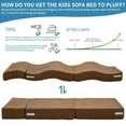 thumbnail image 7 of BRONKIGE Furniture Kids Fold Out Couch 2-in-1 Children Convertible Sofa to Lounger with Soft Plush Fabric, Toddler Couch Chair, Brown, 7 of 7