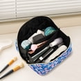thumbnail image 2 of FORMRS Makeup Bag Travel Cosmetic Organizer for Women Fold Flat Zipper Pouch with Handle, Blue Daisy, 2 of 8
