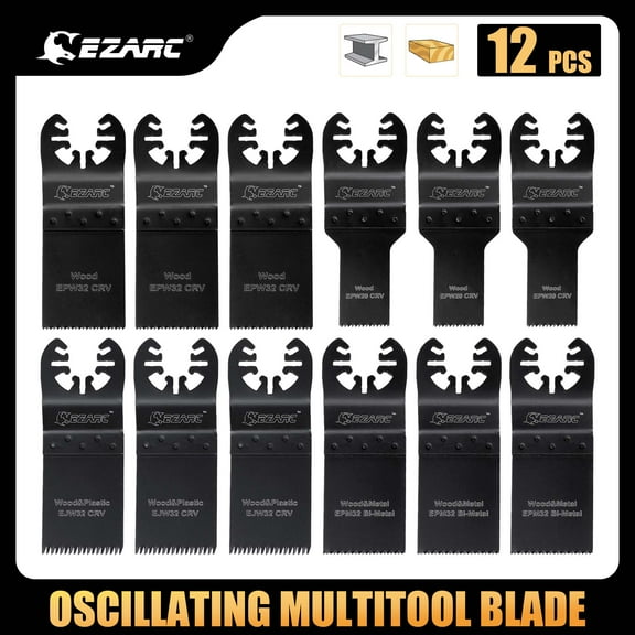 EZARC 12-Piece Oscillating Multitool Blades Set Precision for Wood and Metal, Oscillating Saw Blades Kit Universal for Quick Release Multi Tool