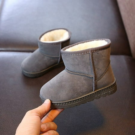 

QWZNDZGR 2022 Winter New Baby Cotton Short Boots For Kids Plus Velvet Non-slip Children s Solid Color Shoes Warm Snow Boots Pink