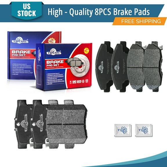 YXPCARS D465A D537: 8PCS Front and Rear Ceramic Brake Pads for Honda Civic Accord Acura CL