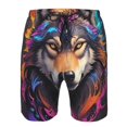 thumbnail image 3 of Lukts Colorful Wolf Head Print Mens Swim Trunks Quick Dry Swim Shorts with Funny Beach Shorts-3X-Large, 3 of 4