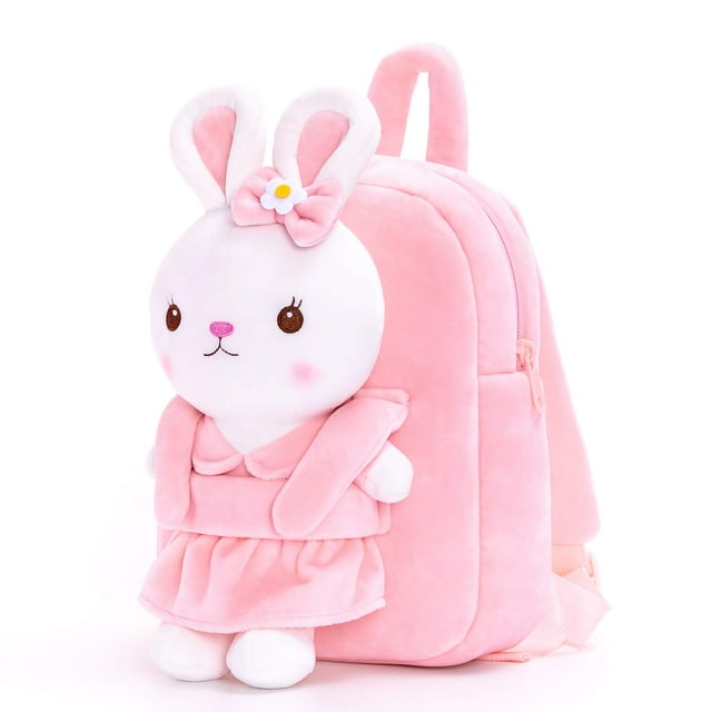 Mochila Gloveleya para niños pequeños con conejito de peluche rosa 9 x 7 x 4 pulgadas