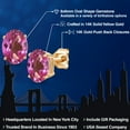 thumbnail image 2 of Gem Stone King 14K Yellow Gold Pink Mystic Topaz Double Notch Stud Earrings | 2.60 Cttw | Gemstone November Birthstone | Oval 8X6MM | Gold Earrings for Women Men, 2 of 6