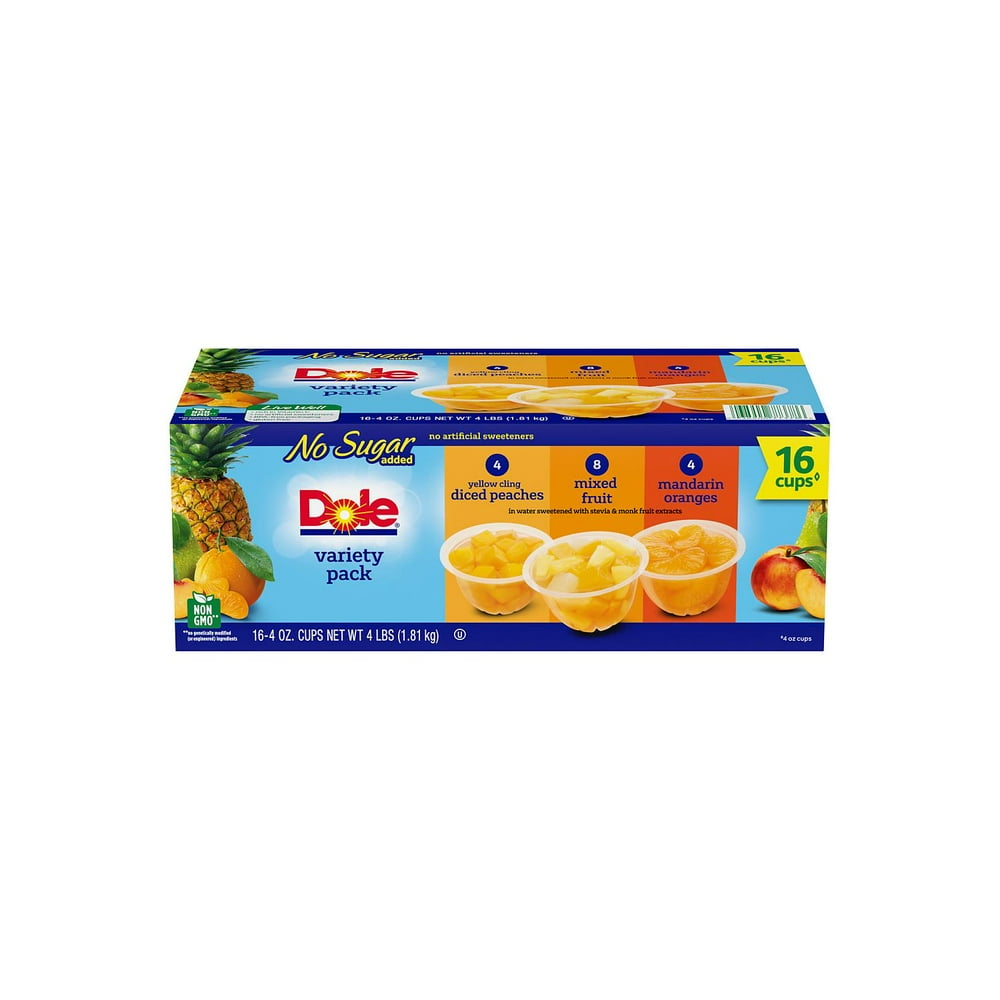 Dole No Sugar Added Mixed Fruit Variety Pack (4 oz., 16 pk.) Walmart
