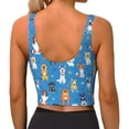 thumbnail image 3 of Haiem Cute Dogs Pattern Womens Sports Bra - U Neck Padded Low Impact Yoga Bra Workout Crop Top Gym Moisture-Wicking Workout Vest -, 3 of 9