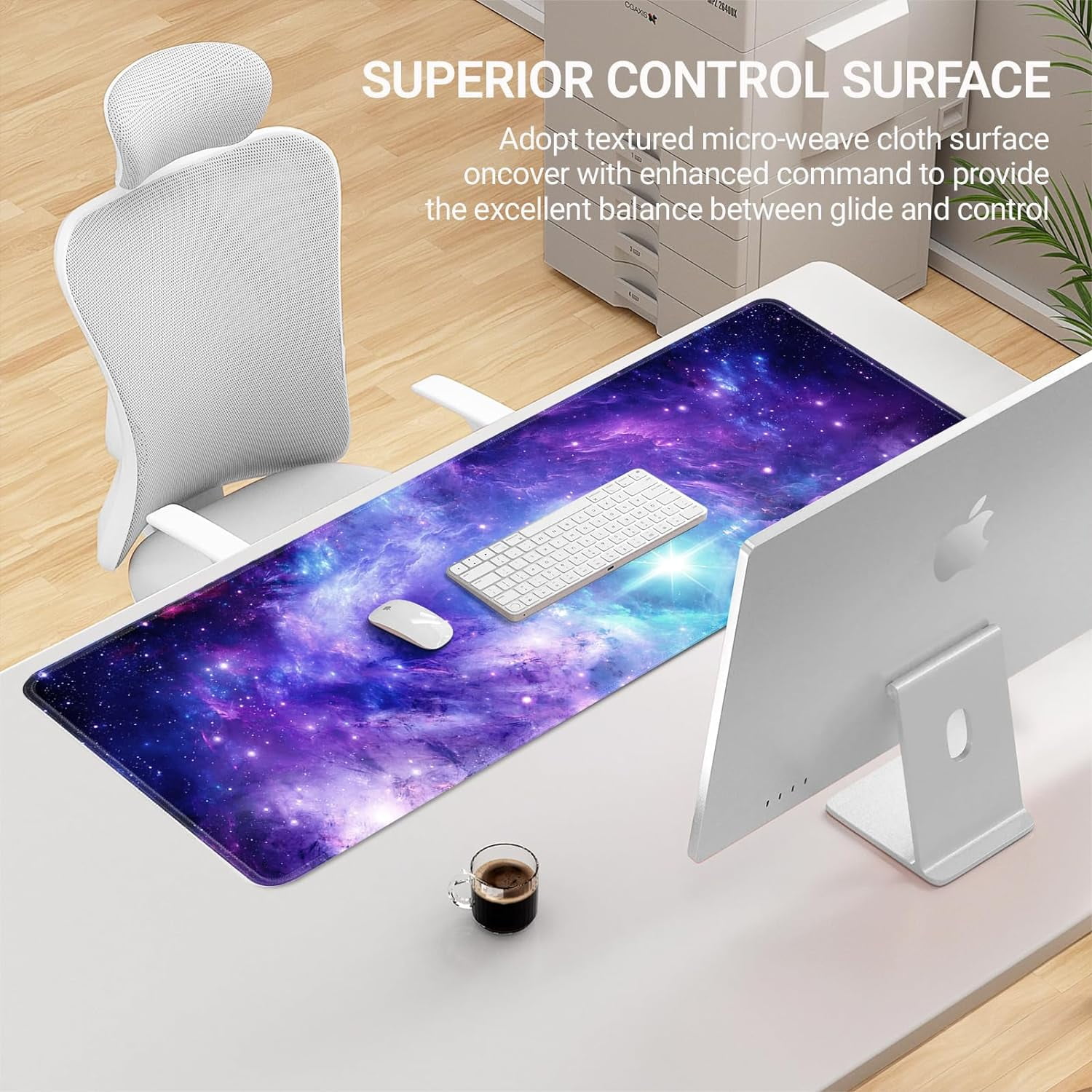 Galaxy Gaming Mouse Pad Large,XL Desk Pad Computer Mouse Pad for Keyboard with Stitched Edges, Anti-Slip Base,Waterproof Mousepad,Big Mouse Pad for Gamer,Office &Home(Purple,31.5" x 11.8")