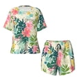 thumbnail image 4 of Picia Tropical Flowers Pajamas Sets for Women Soft Short-Sleeved Pjs with Lounge Shorts Two Piece Sleepwear-Small, 4 of 9