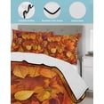 thumbnail image 4 of Quilts Twin Size Bedding Set, Fall Lightweight Quilted Comforter, Autumn Modern Country Abstract Maple Leaf Textured Soft Reversible Bedspread Coverlet with Pillow Covers for All Season, 68" x 86", 4 of 7