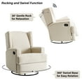 thumbnail image 3 of Recliner Chair Set of 2 Swivel Glider Rocker Nursery Chair for Adults, High Back Upholstered Rocking Armchair for Living Room, Manual Reclining Sofa Lounge Chair with Deep Seat in Fabric - Beach, 3 of 6