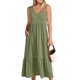 thumbnail image 3 of Lucakuins, vestidos midi de verano para mujer, moda de vacaciones, cuello en V, color sólido, sin mangas, playa, vestido acampanado Lucakuins moda, 3 of 9