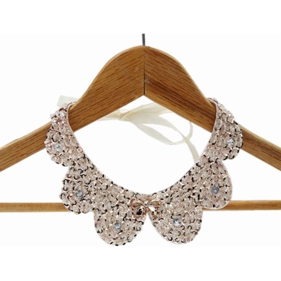 CAILDANL Detachable Blouse False Collar Sequins Pearl Flower Fake Collar Choker Peter Pan Necklace