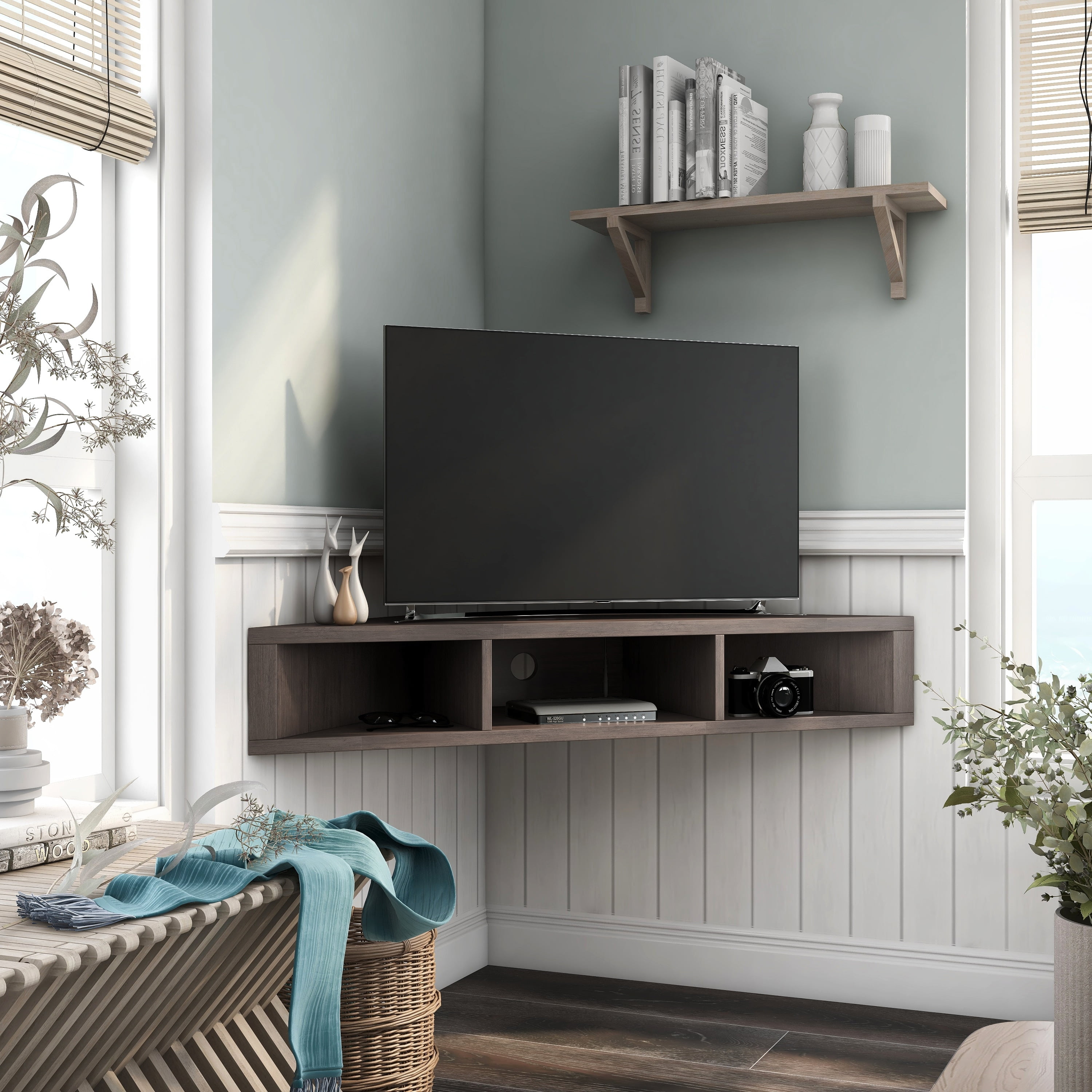 Furniture of America Sukhumi Transitional 47-inch 3-Shelf Wall-mounted ...
