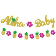 Aloha Baby Banner Pineapple Flower Garland Hawaiian Baby Shower Decorations Summer New Baby Announcement Tropical Pineapple Baby Sprinkle Decor Luau Gender Neutral Shower Supplies