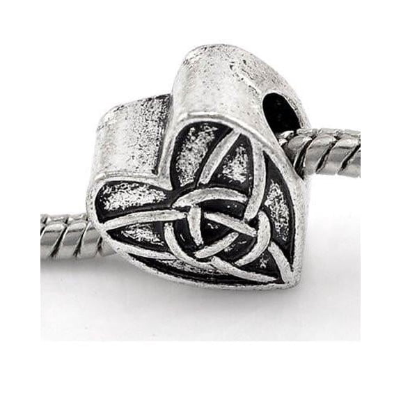 Celtic Knot Triquetra Heart Charm Spacer European Bead