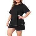 thumbnail image 4 of Agnes Orinda Women Plus Size Mother's Day 2 Piece Nightwear Round Neck Sleepwear Tops and Shorts Lounge Home Casual Pajama Sets 2X Black, 4 of 6
