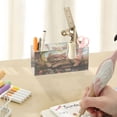 thumbnail image 7 of WOBOGO American Flag Flower Cat Acrylic Pen Holder 4 Compartments Clear Pencil Organizer Makeup Brush Storage Case, 7 of 7