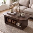 thumbnail image 2 of Gymax 2-Tier Oval Coffee Table 47'' Mid Century Center Table w/ Bottom Storage Shelf Walnut, 2 of 10