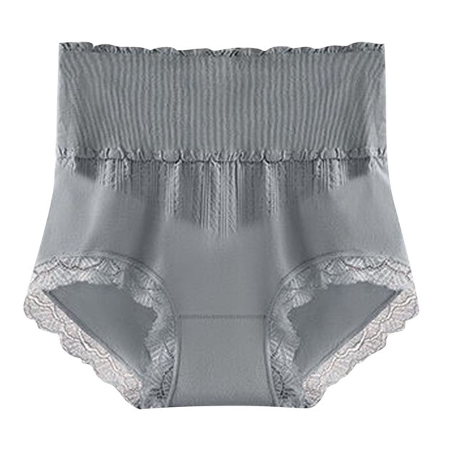 Gibobby Tangas de mujer sexy Ropa interior ajustada de cintura alta para mujer Ropa interior cómoda con borde de encaje sexy para mujeres en otoño e invierno(Gris,XL)