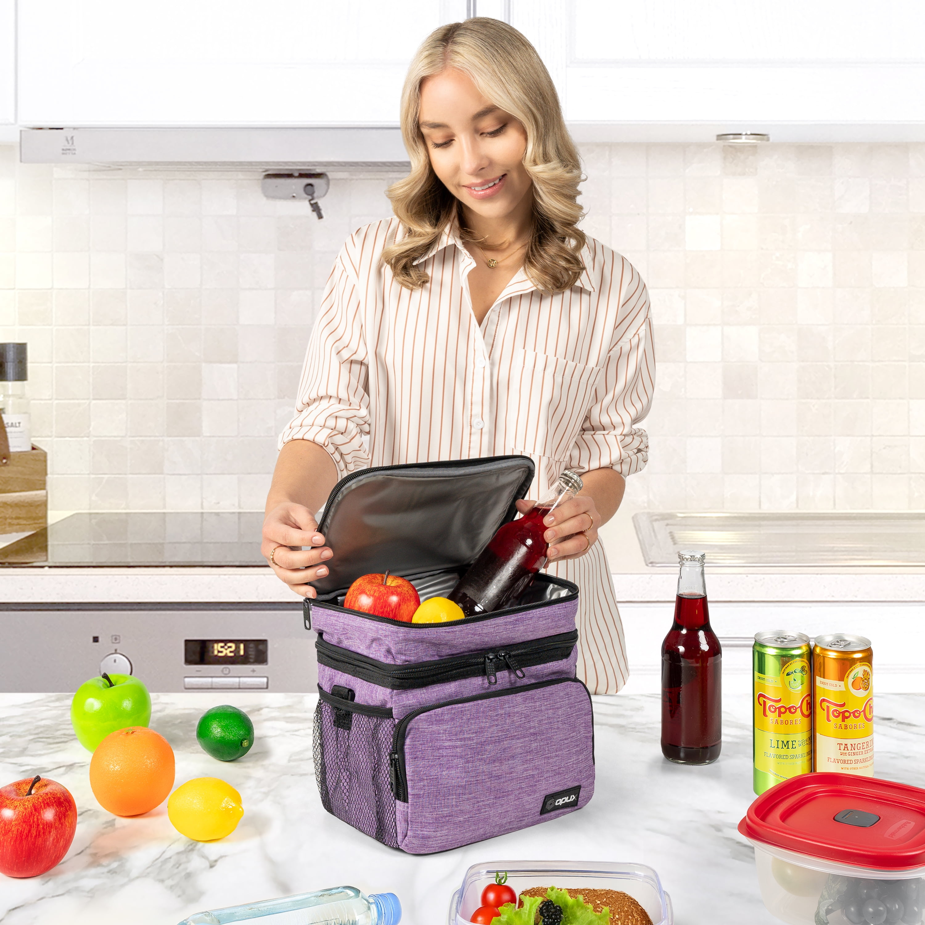 OPUX Insulated Lunch Bag, Dual Compartment Cooler, Leakproof Tote