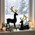 thumbnail image 5 of 2Pcs Christmas Resin Elk Figurines Deer Wine Cabinet Ornaments Lucky- Sitting and Standing Deer Statues Golden Resin Elk Ornaments,Christmas Desktop Decors Christmas New Year Gift (Gold), 5 of 10
