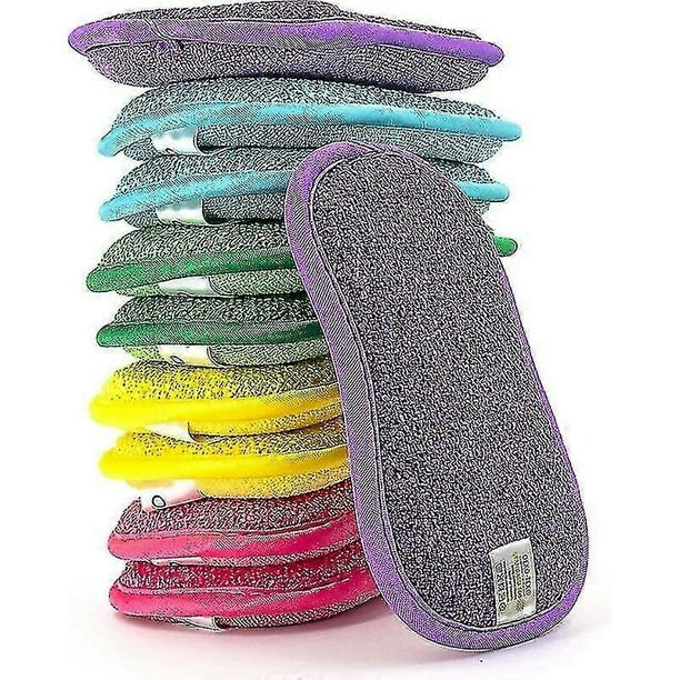 Washable Reusable Microfiber Sponges Set of 10 - Eco-Friendly Dishwashing Kitchen Sponges, Double-Sided Non-Scratch Cleaning Pads