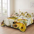 thumbnail image 2 of Twin Quilt Set 68''x86'', Sunflower Lightweight Summer Bedspread Coverlet Set with 2 Pillow Shams, Gnomes Flower Bee Eucalyptus Leaves Farmhouse Breathable All Season Quilt Bedding for Dorm/Bedroom, 2 of 9