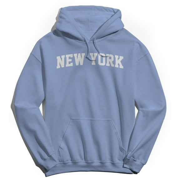 New York V2 Graphic Light Blue Men's Cotton Pullover Hoodie