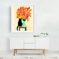 thumbnail image 2 of Cozy Corner Charm - India Illustration Cat Floral Modern Art Animal Flowers Whimsical White Framed Wall Art Print 9 x 12 inches, 2 of 3