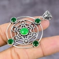 thumbnail image 3 of Natural Green Onyx Gemstone Handmade 925 Sterling Silver Pendant 2.17", 3 of 4