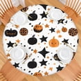 thumbnail image 2 of Halloween Pumpkin Star Pattern Round Fitted Tablecloth with Elastic Edge,Dining Table Cover Waterproof,Outdoor Round Tablecloth for Camping,Dining,Indoor and Outdoor, 2 of 7