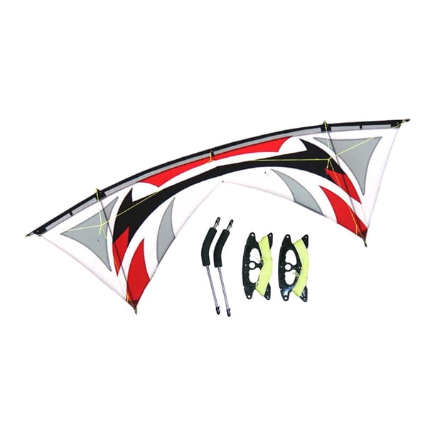 Cometa deportiva de cuatro líneas profesional grande y resistente con asas, juego de líneas para fiestas Gris