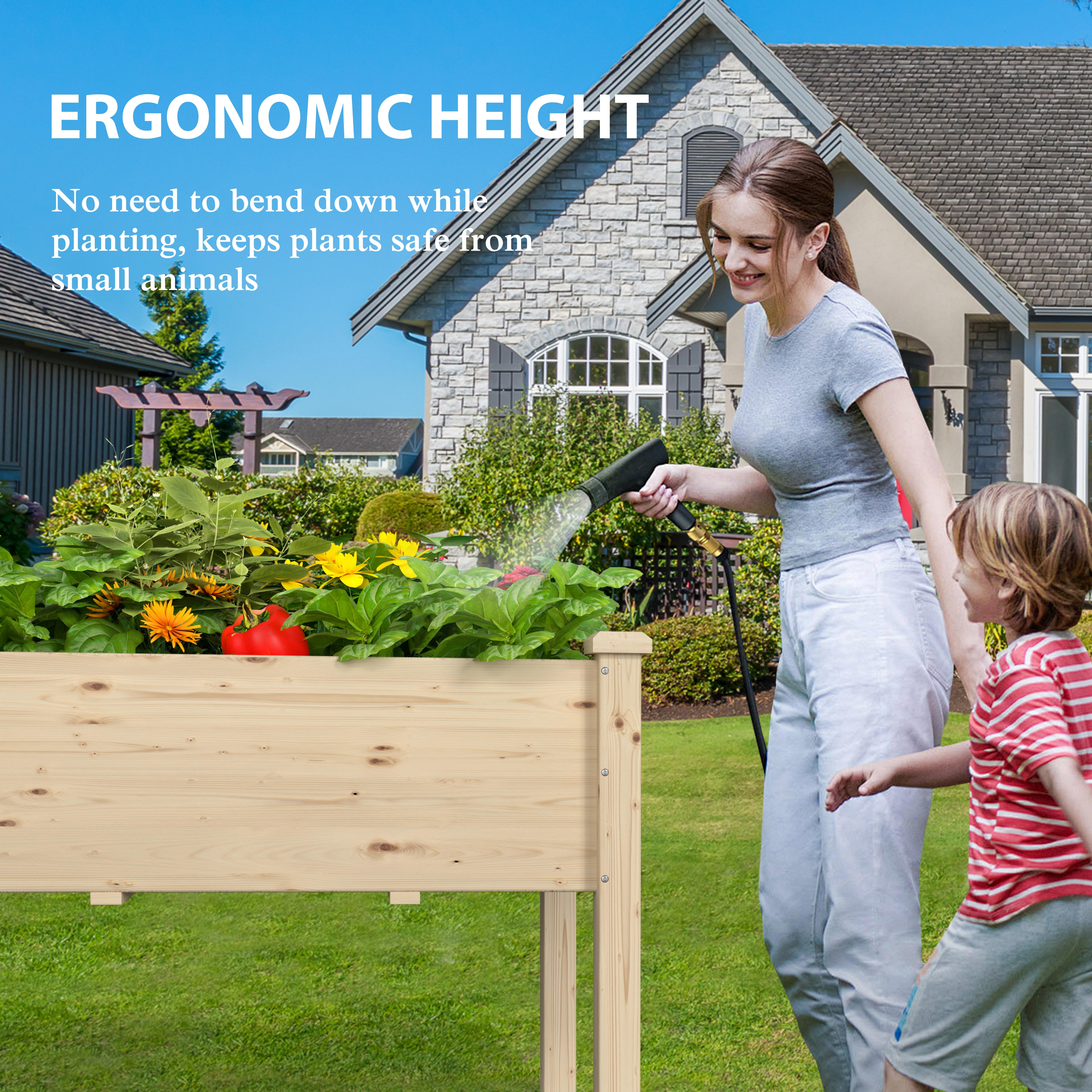 VEIKOUS 72.4"H Wooden Raised Garden Bed, 6.8 Cu Ft Capacity Elevated Planter Box w/ Drainage Holes for Vegetables, Flowers, Herb, Natural