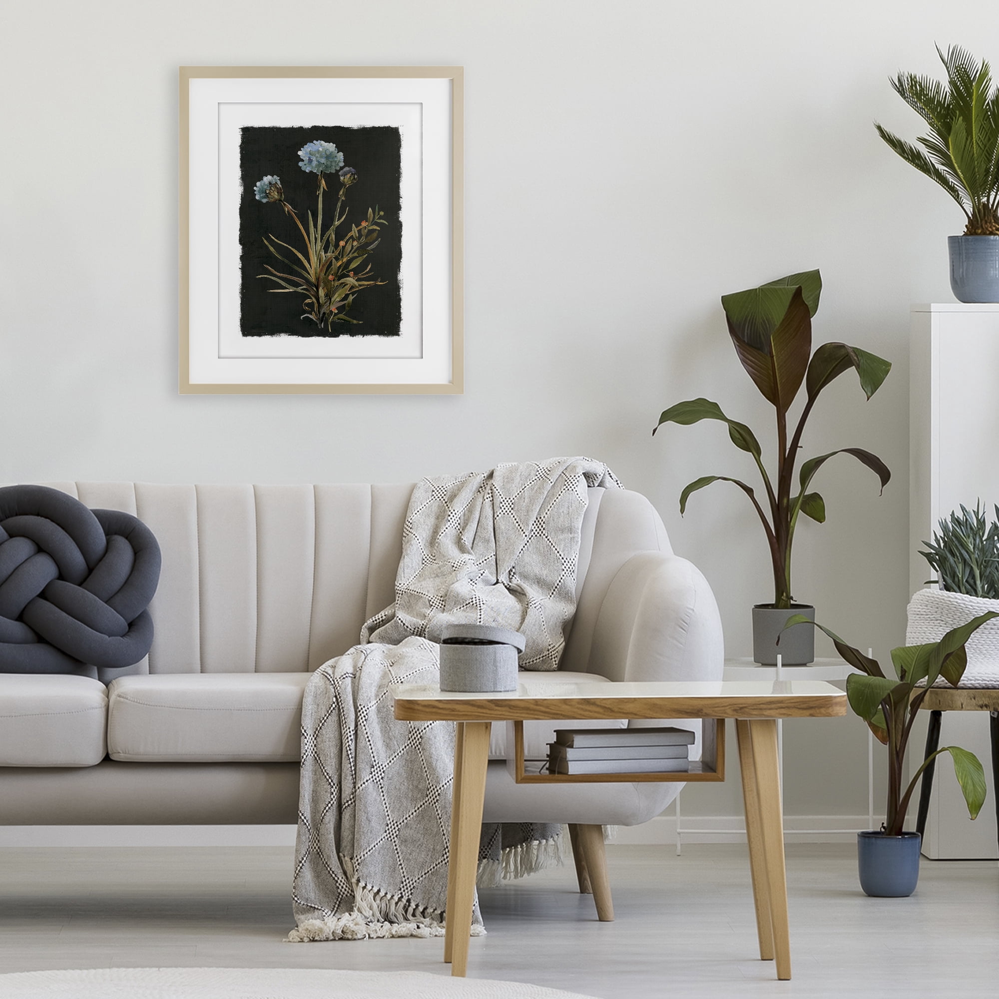 Stupell Industries Cerulean Bloom on Dark Green Birch Framed Print Under Glass, design by Carol Robinson