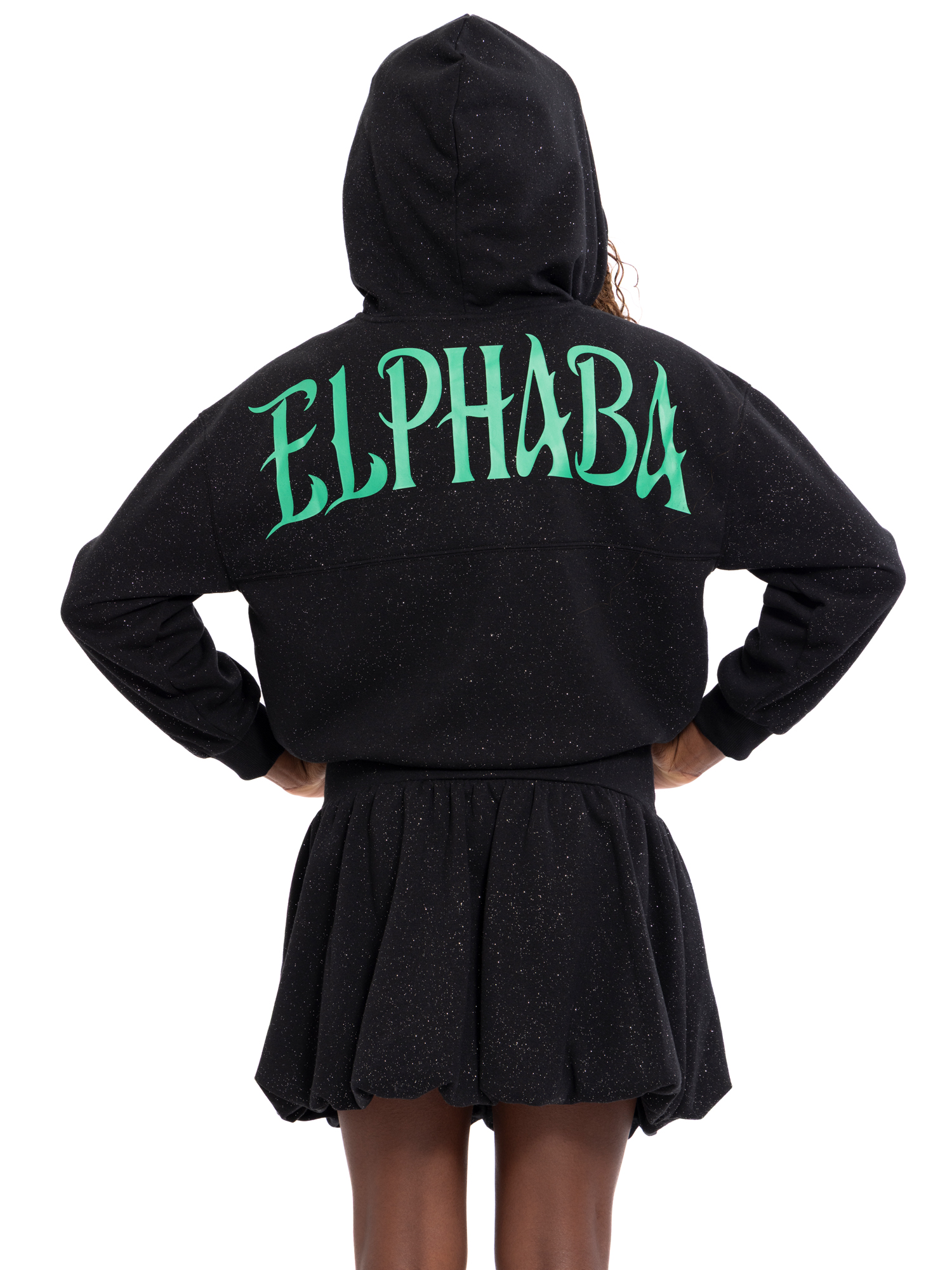 Wicked: For Good Little and Big Girls' Elphaba Glittering Galaxy Graphic Fleece Hoodie Sweatshirt, Sizes 4-16