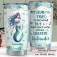 thumbnail image 2 of Personalized Mermaid Tumbler Drawing Style 20oz 30oz Tumblers with Lid Gift for Girl Daughter Women Best Friend Sister Mermaid Lovers Christmas Birthday, 2 of 7