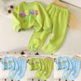 thumbnail image 4 of Gubotare Toddler Girls Knit Set Girls' Top & Pants Set Straight Leg Pants 3D Floral Long Sleeve Crew Neck Casual Home & Outdoor Wear 4T 5T (Green,4-5 Years), 4 of 9