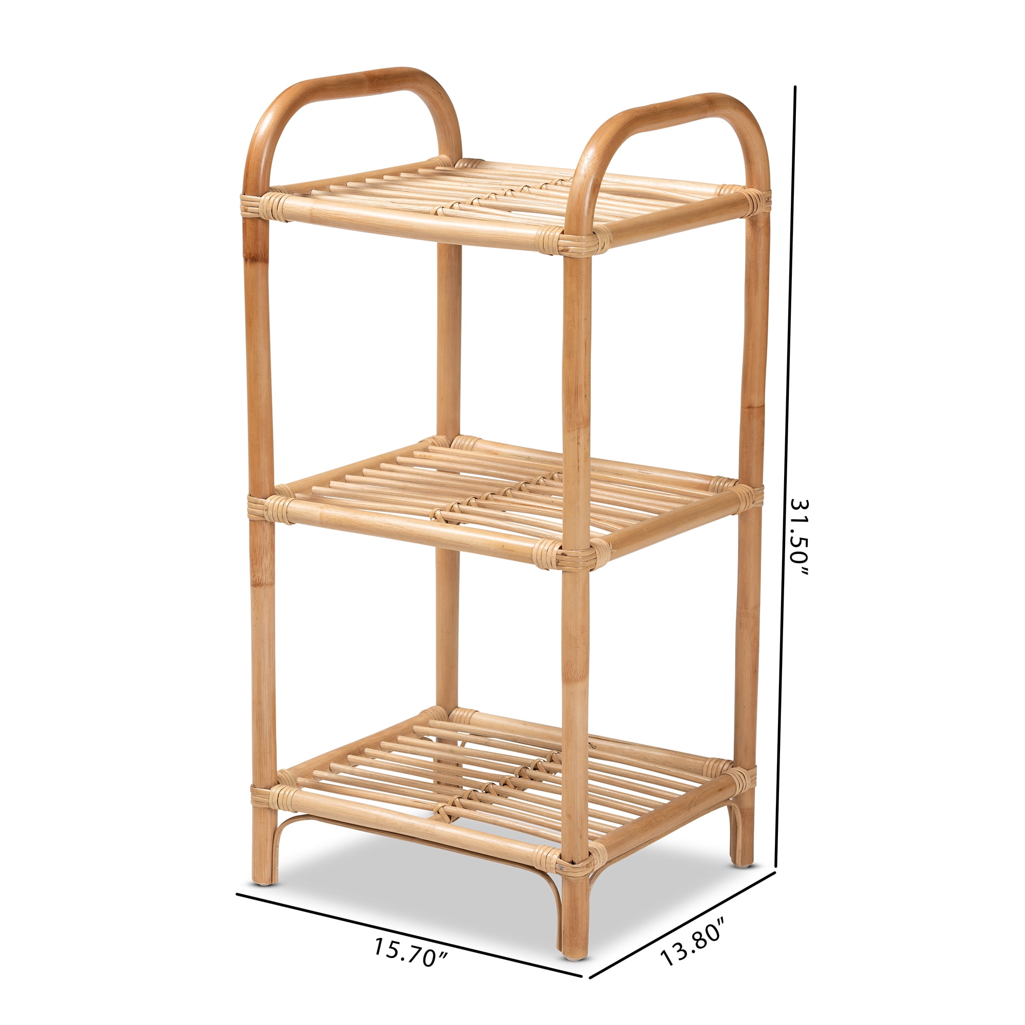 bali & pari Barras Rattan BOHO Display Shelf, Natural Brown