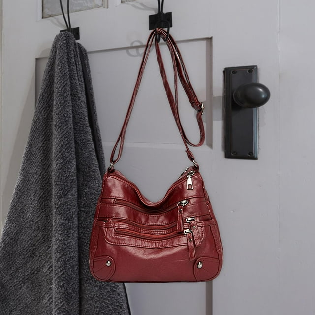 Bolso de hombro para mujer, bolso de trabajo, correa ajustable Lady Zip, bolsos y bolsos de gran capacidad, bolsos Rojo Macarena Bolso monedero