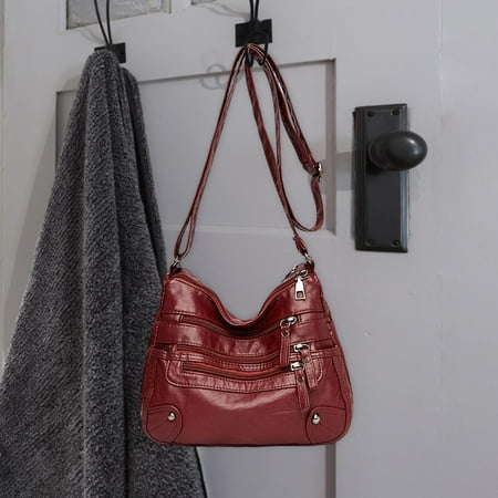 Fashion Leather Shoulder Bag Shopping Bag, Ladies s Red