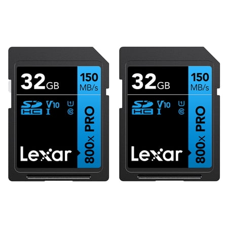 Lexar High-Performance 800x PRO SDHC/SDXC UHS-I Card BLUE Series, 2 Count (32 GB) LSD0800P032G-B2NNU