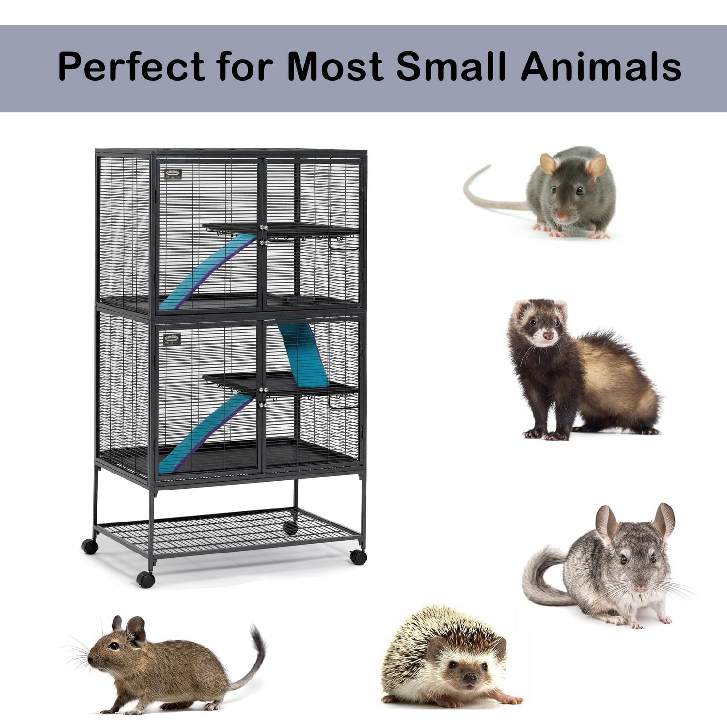 MidWest Ferret Nationブラック メタルケージ 2段棚付き Midwest Ferret Nation - Double Unit With Stand Small Animal