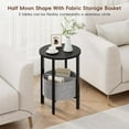 thumbnail image 4 of Small Round Side Table Set of 2, Half Moon Accent Tables with Storage Baskets, Modern Nightstand for Living Room Bedroom, Black, 4 of 8