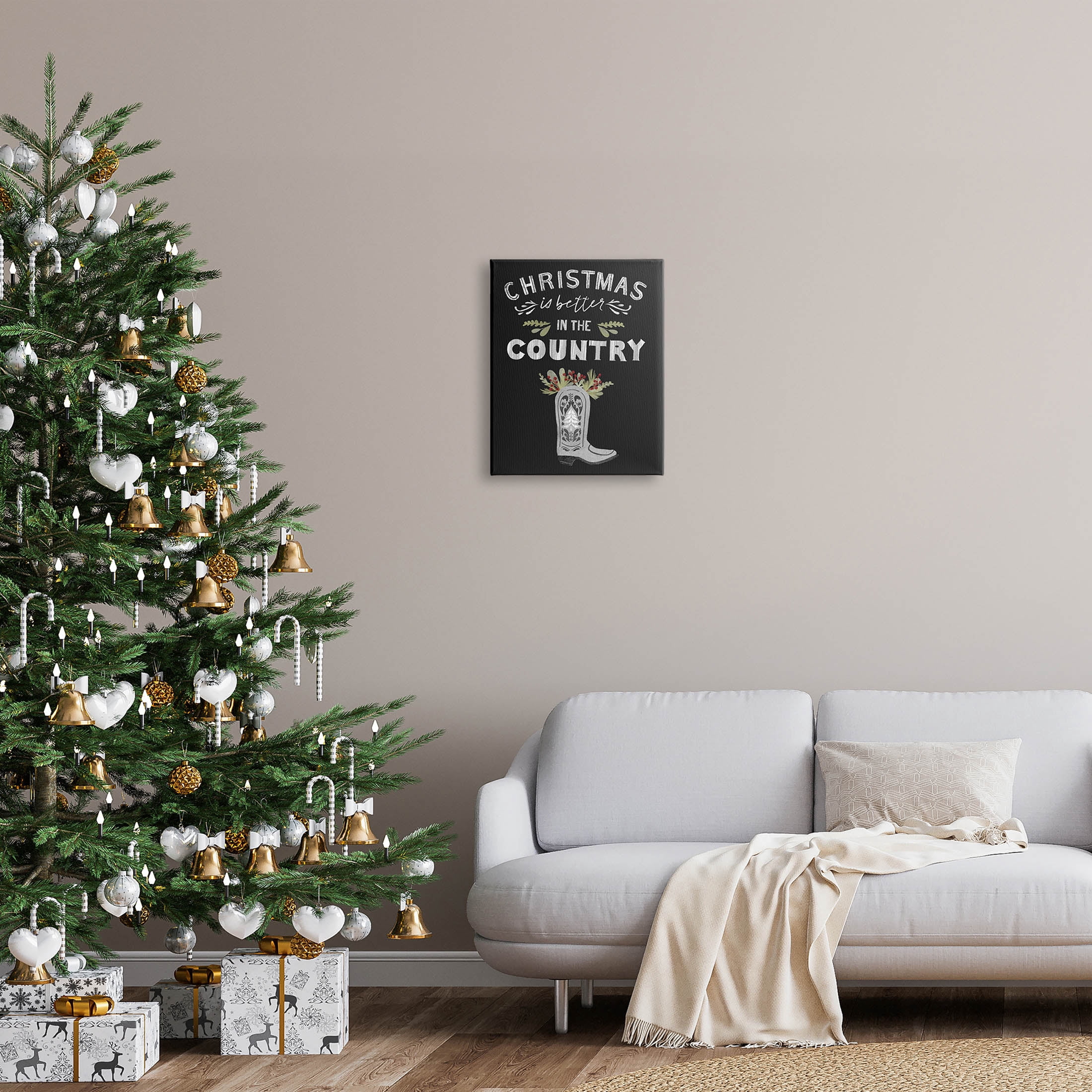 Christmas Better In Country Phrase Holiday Graphic Art Gallery Wrapped Canvas Print Wall Art