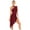 Burgundy, variant on iEFiEL Womens Contemporary Lyrical Dance Wear Asymmetrical Hem Gymnastics Leotard Dress Costume