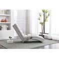 thumbnail image 3 of Armless Chaise Lounge, Linen Fabric Massage Recliner Chaise with Metal Legs, Modern Upholstered Long Lounge Chair for Living Room, Bedroom, Office, Light Grey, 3 of 9